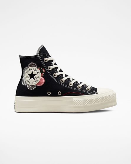 Dámské Boty Na Platformy Converse Chuck Taylor All Star Lift Crafted Patchwork Vysoké Černé Červené | CZ GUVY10